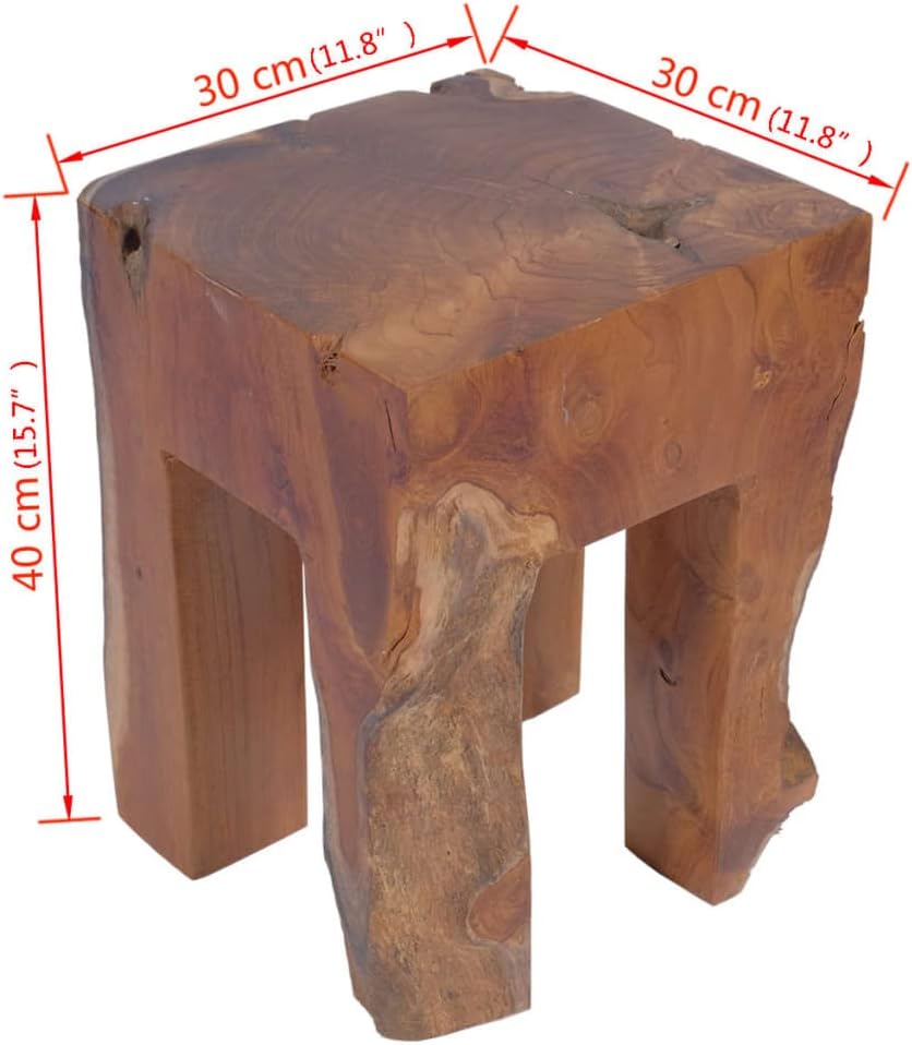 Teak Massivholz Hocker 30x30x40cm handgefertigt