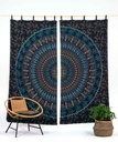 Vorhang Elefanten Mandala blau türkis Breite 210cm x Höhe 220cm + Schlaufe 10cm