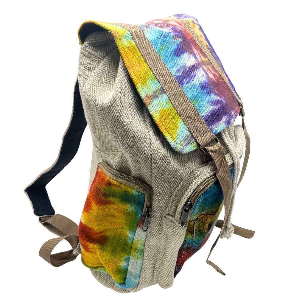 Großer quadratischer Rucksack aus Tiedye-Hanf