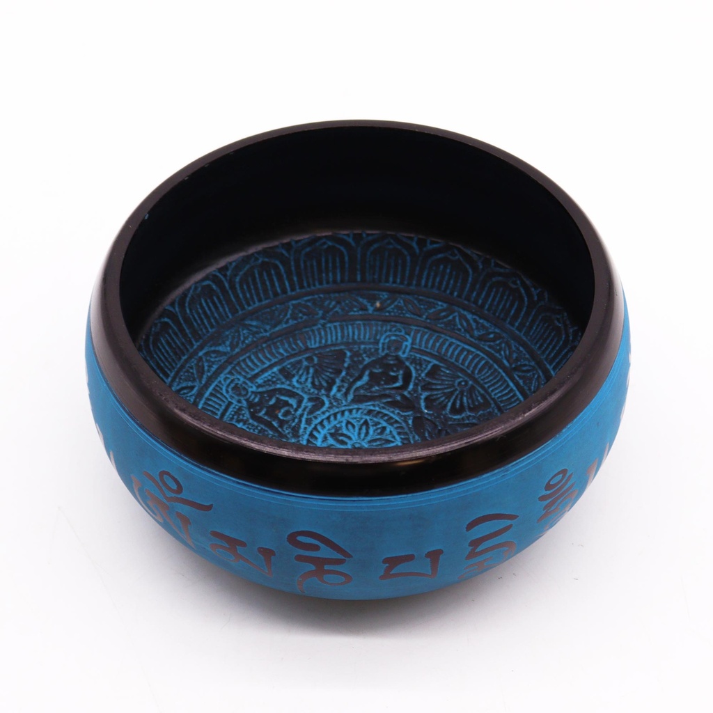 Klangschale aus Erdpulver – Blue Mantra Five Buddha – 16 cm