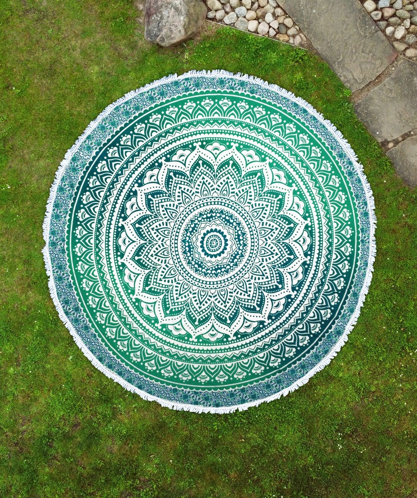 Rundes Mandala Tuch Ombre türkis 