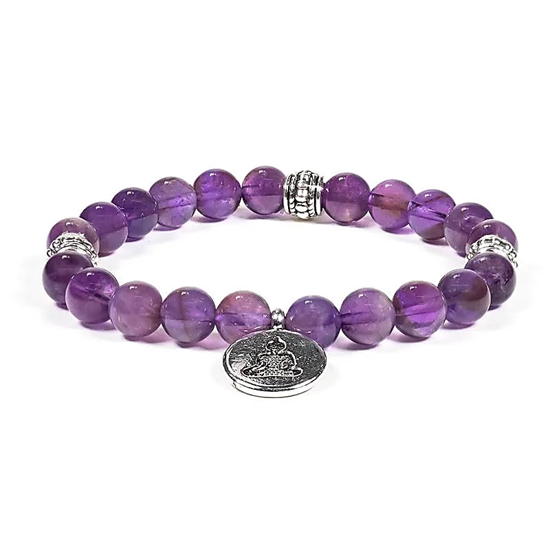 Mala/Armband Amethyst elastisch mit Buddha