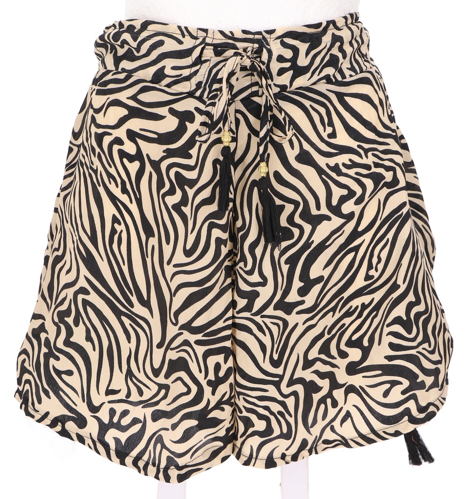 Leichte Pantys, seidig glänzende Print Shorts - schwarz/beige