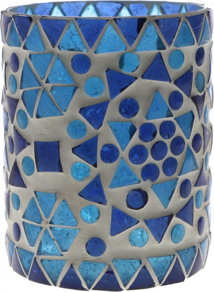 Glas Windlicht, Glas blau - 10x8x8 cm