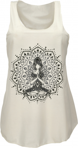 Retro Art Tanktop mit Ethnodruck - Yogi creme - 