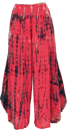 Boho Batik Hosenrock, weite Sommerhose - rot - 