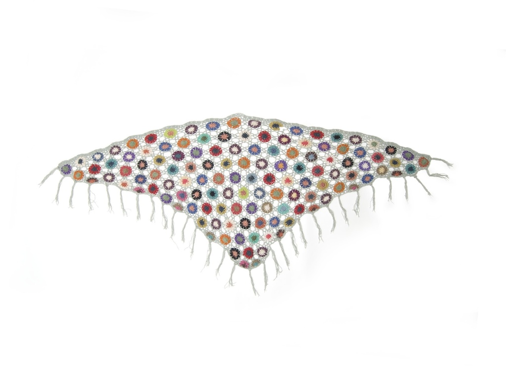 Dreieckiges Häkeltuch grau/multicolor