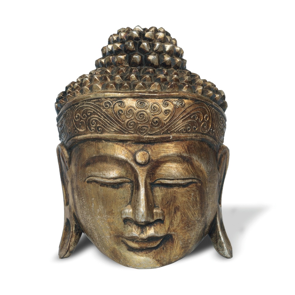 Buddha Maske silbergold T 20 cm, B 10 cm, H 25 cm