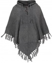 Einfarbiger Poncho Boho chic, Andenponcho aus Baumwolle - anthrazit 