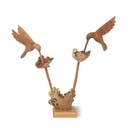 Holzskulptur 'Kolibris', natur, B 20-30 cm, H 20-30 cm, T 12 cm