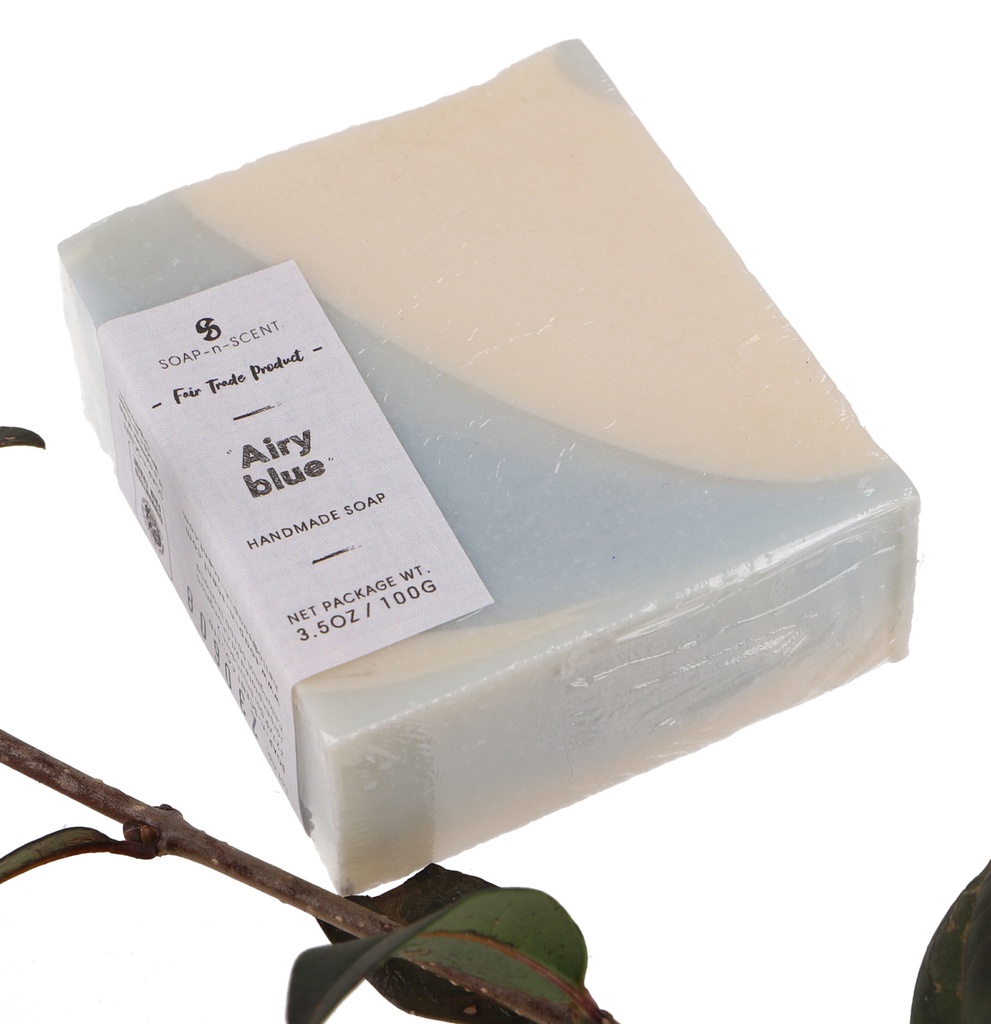 Handgemachte Season Collection Seife, 100 g, Fair Trade - Airy blue - 2,5x7x6 cm