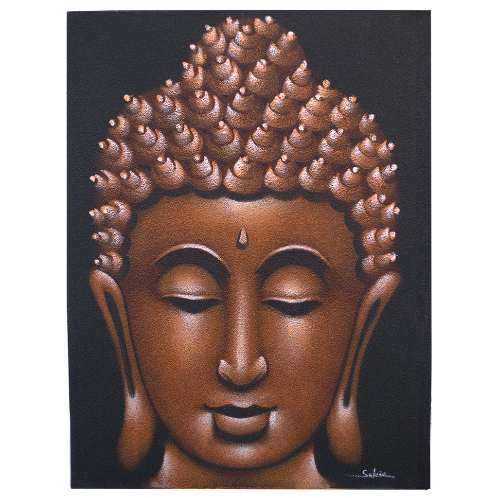 Buddha Gemälde -  Kupfer - Sand-Finish 80x60x3cm