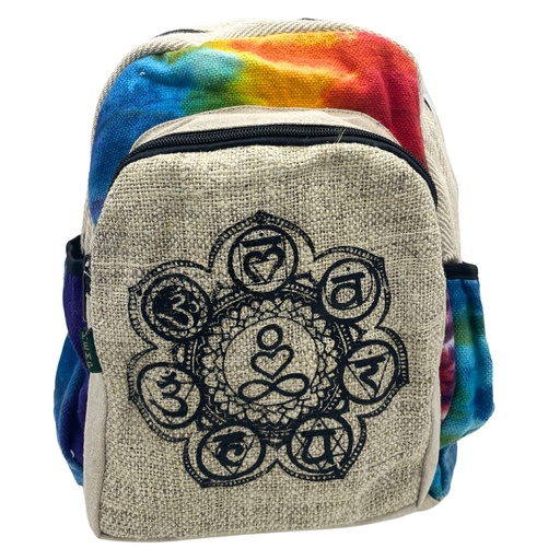 [HempB-30] Mittlerer Rucksack aus Batikhanf - 7 Chakra