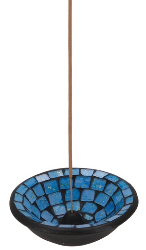 [G53677] Keramik Räucherschale - Mosaik blau - 4x12x12 cm Ø12 cm