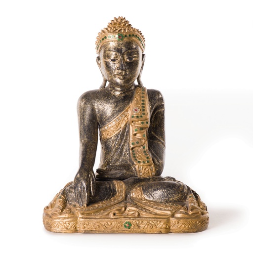 [136805] Buddhaskulptur aus Akazienholz, B 34 cm, H 45 cm