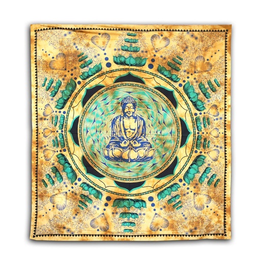 [170180] Tuch Buddha hellbraun/grün 213x240cm