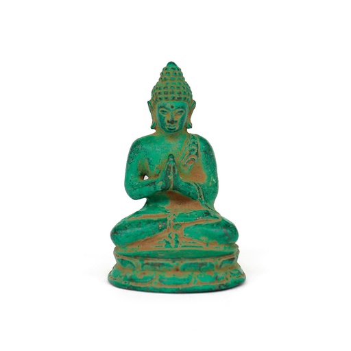 [153151] kleiner Bronze-Buddha grün 4x4x7cm