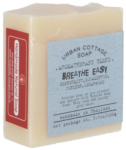 [G42051] Handgemachte Aromatherapie Duftseife BREATHE EASYY, 100 g, Fair Trade - Pfefferminz-Eukalyptus-Wacholder-Zeder