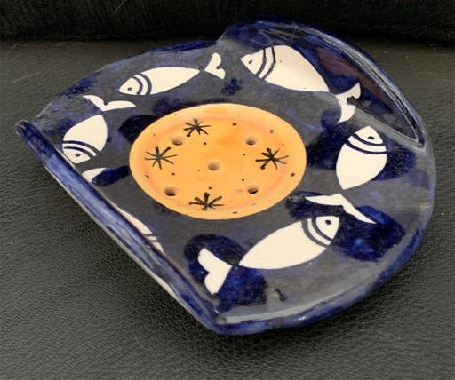 [170669] Keramik-Seifenschale blau/weiß