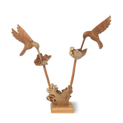 [166207] Holzskulptur 'Kolibris', natur, B 20-30 cm, H 20-30 cm, T 12 cm