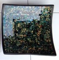 [138347S] Mosaikteller moos viere. S 20x20cm