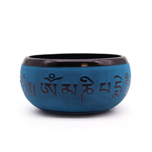 [TIB-112] Klangschale aus Erdpulver – Blue Mantra Five Buddha – 16 cm