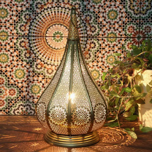 [IRL610] Orientalische Lampe Monza Gold 2 in1 Tischlampe Kerzenhalter | Standard