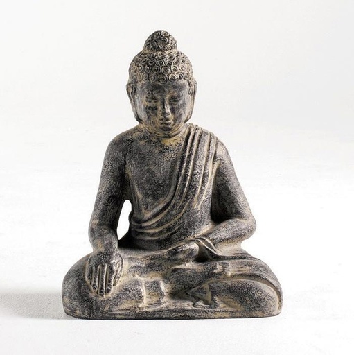 [116476] Sitzender 'Buddha' aus Ton grau, L 15 cm, B 23 cm, H 31 cm Aus Java