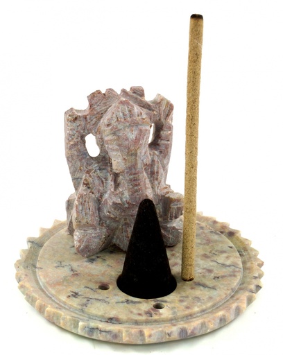 [G48935] Speckstein Räucherstäbchenhalter - Ganesha - 5x6x6 cm Ø6 cm