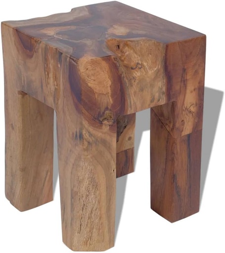 [243471] Teak Massivholz Hocker 30x30x40cm handgefertigt