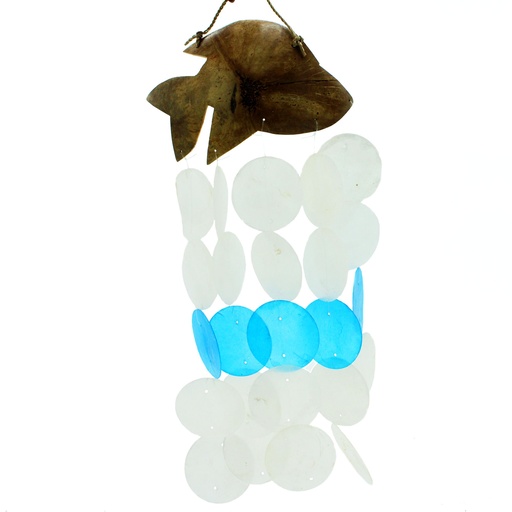 [Copi-11] Windspiele aus Kokosnuss und Capiz – Blaue Delfine – 30 cm