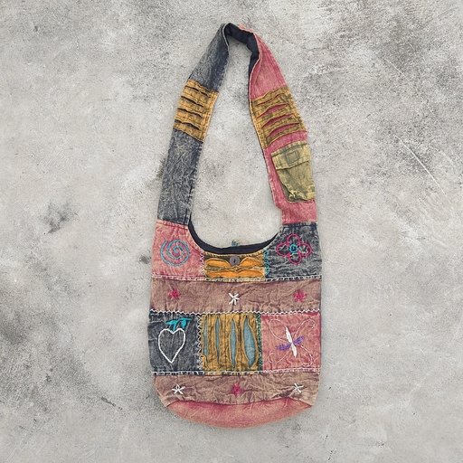[129539] Cross-Over-Bag 'Symbols' multicolor, B 32 cm, H 37 cm