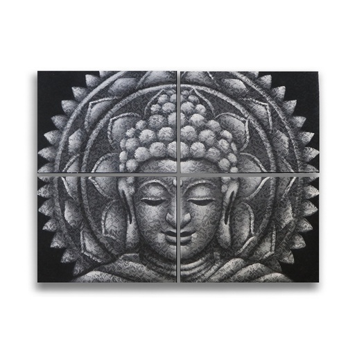 [BAP-18] Graues Buddha-Mandala-Brokatdetail 30 x 40 cm x 4