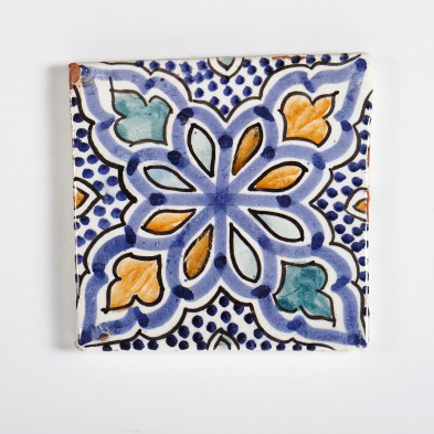 [125067] Fliese 'Paysan' blau, multicolor, L 10 cm, B 10 cm
